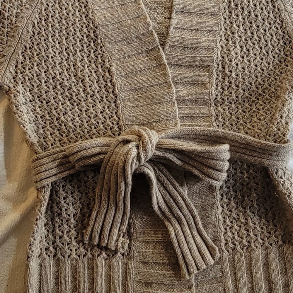 Lily McNeal 100% Oatmeal Camel Hair Cardigan-Small
